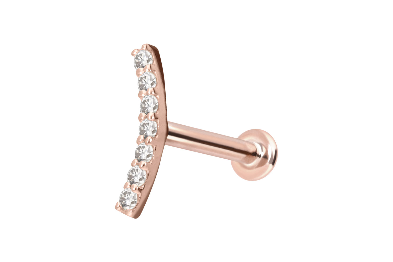 14 Karat Gold Labret Piercing mit Push Fit MOISSANIT-BOGEN